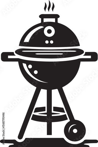 black logo BBQ illustration vector, barbecue grill vector