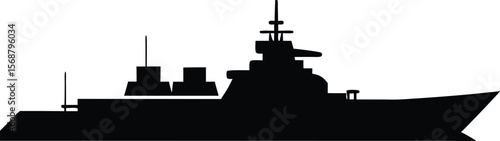 black silhouette warship on white background clip art preview