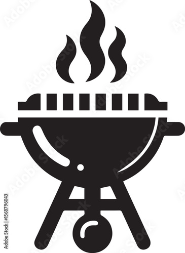 black logo BBQ illustration vector, barbecue grill vector