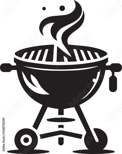 black logo BBQ illustration vector, barbecue grill vector