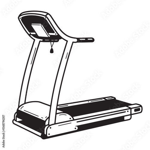Vintage art illustration of a treadmill ideal for fitness health exercise and workout concepts