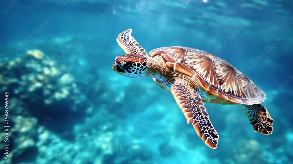 Obraz premium Sea turtle swimming underwater