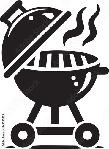 black logo BBQ illustration vector, barbecue grill vector