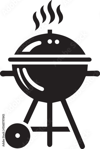 black logo BBQ illustration vector, barbecue grill vector
