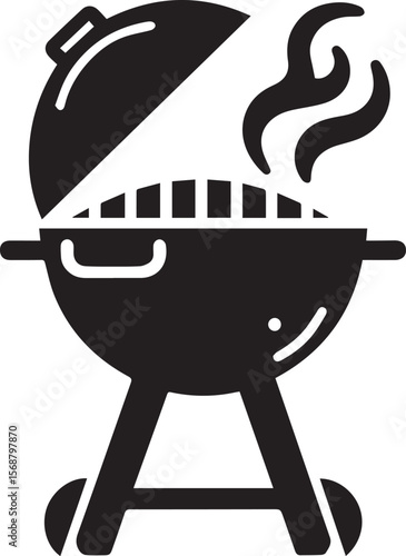 black logo BBQ illustration vector, barbecue grill vector