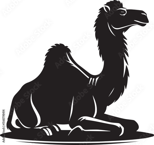 black logo camel is sitting vector, logo camel is sitting vector illustration
