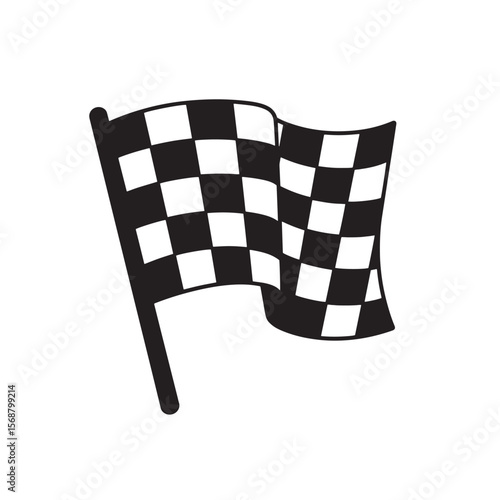 Black and white checkered racing flag icon representing victory and speed