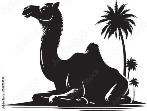 black logo camel is sitting vector, logo camel is sitting vector illustration