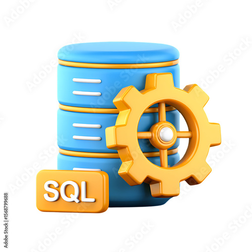 Modern 3D render illustrating core database management, SQL operations, and robust technology infrastructure for efficient data storage.