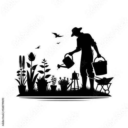 gardening silhouette , gardening vector