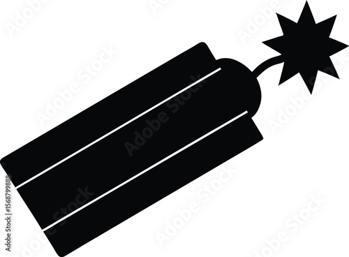 Pack of dynamite with lit fuse flat vector. dynamite icon Vector flat thin line illustration