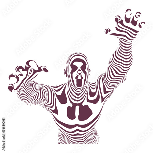 Zombie silhouette. Evil orc attack. Ugly creature