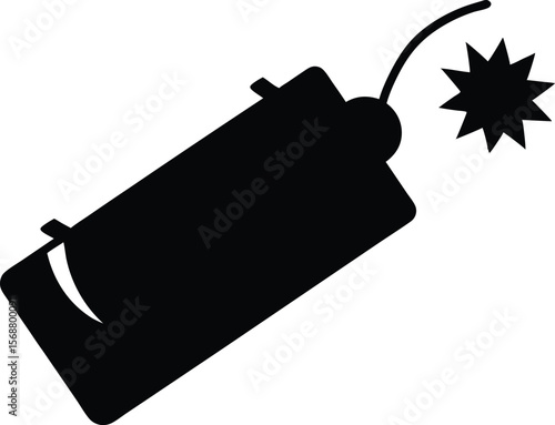 Pack of dynamite with lit fuse flat vector. dynamite icon Vector flat thin line illustration
