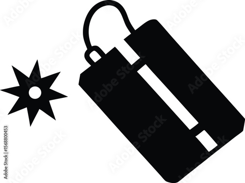 Pack of dynamite with lit fuse flat vector. dynamite icon Vector flat thin line illustration