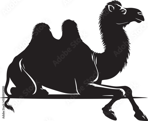 black logo camel is sitting vector, logo camel is sitting vector illustration