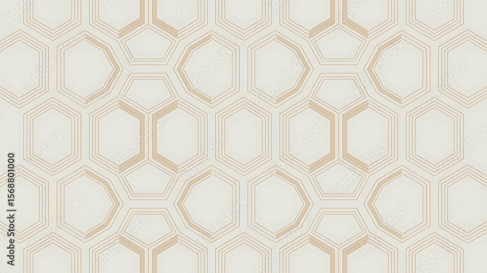 Fototapeta premium Abstract geometric pattern with beige outlines on a light cream background tone