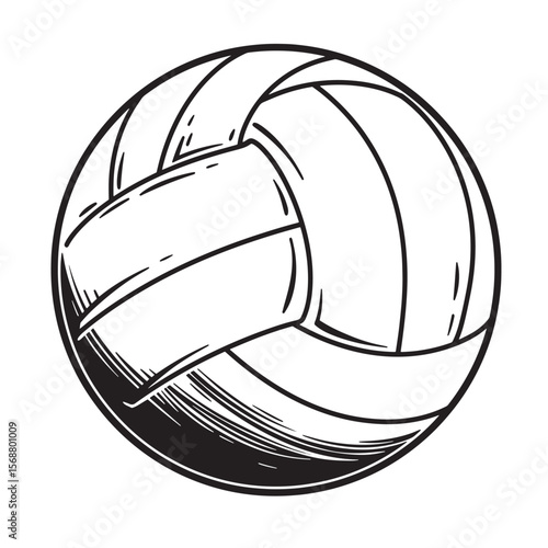 Classic black and white volleyball ball illustration representing sports and recreation