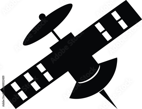 Satellite dish icon, antenna silhouette vector