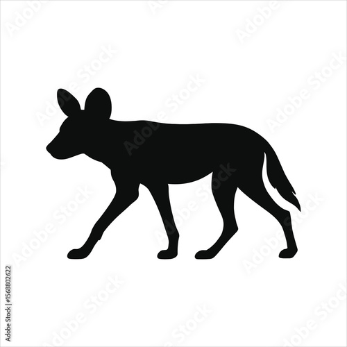 African Wild Dog Silhouette: A Striking Vector Graphic