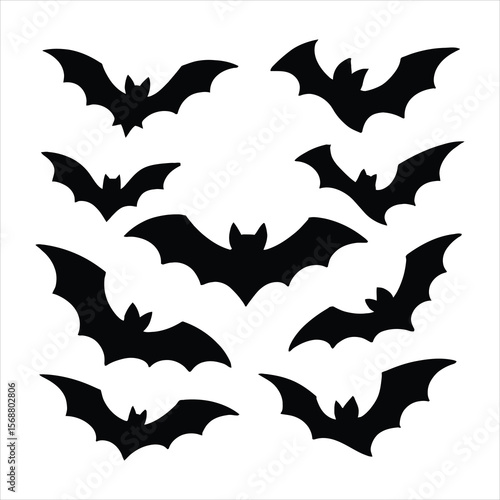 Spooky Silhouette Bats: Perfect for Halloween Designs & Decorations