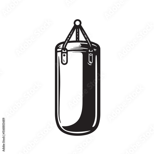 Illustration of a classic punching bag perfect for boxing and fitness activities vintage art
