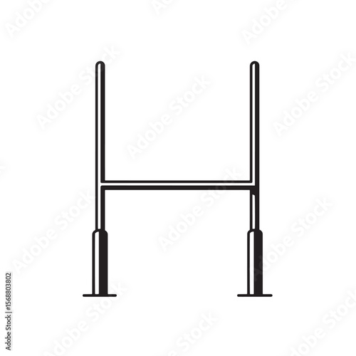 Minimalist black and white illustration of a football field goal post design for sports imagery