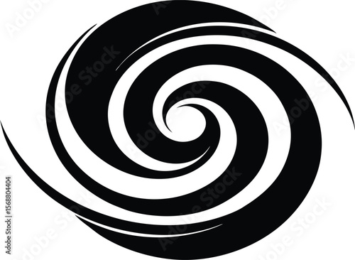 Spiral and swirl motion twisting circles design element set Vector Black silhouette. with white background