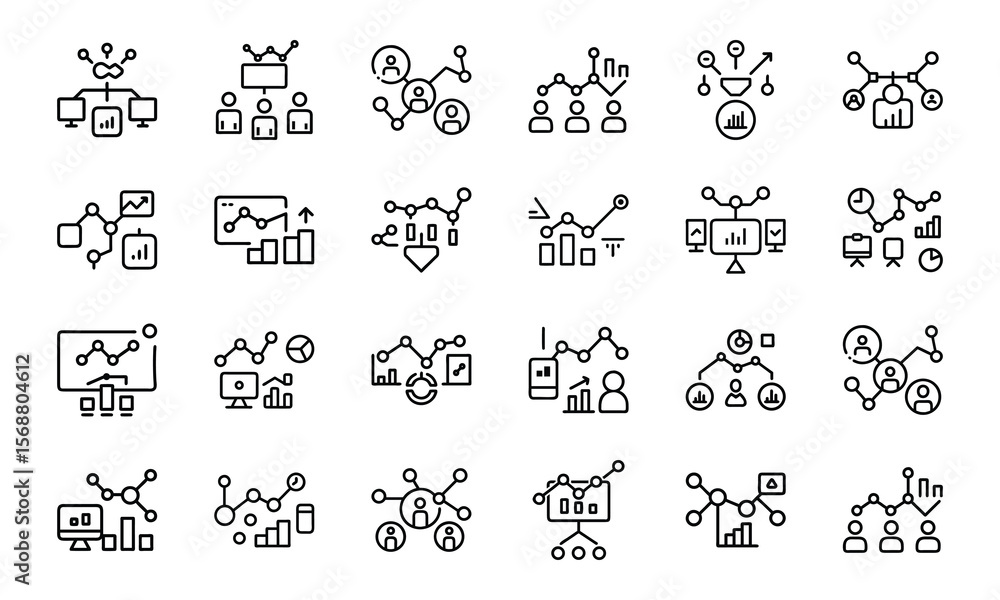 Fototapeta premium Vector illustrations of modern business charts graphs and data analysis icons