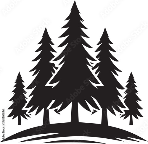 set of trees vector, pine tree silhouette vector illustration, pine tree silhouette vector, pine tree icon