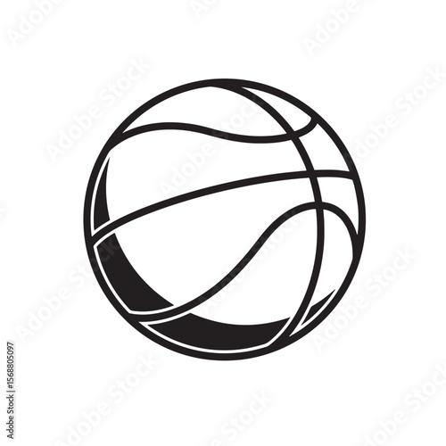 Vector illustration of a detailed black and white basketball ball for sports design concepts