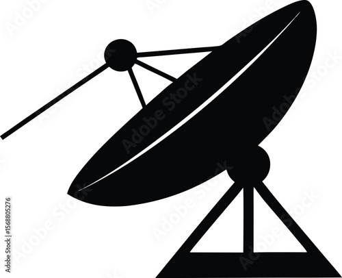 Satellite dish icon, antenna silhouette vector, communication equipment graphic, signal receiver symbol