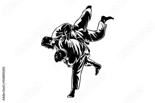 illustration of a judo player throwing a punch