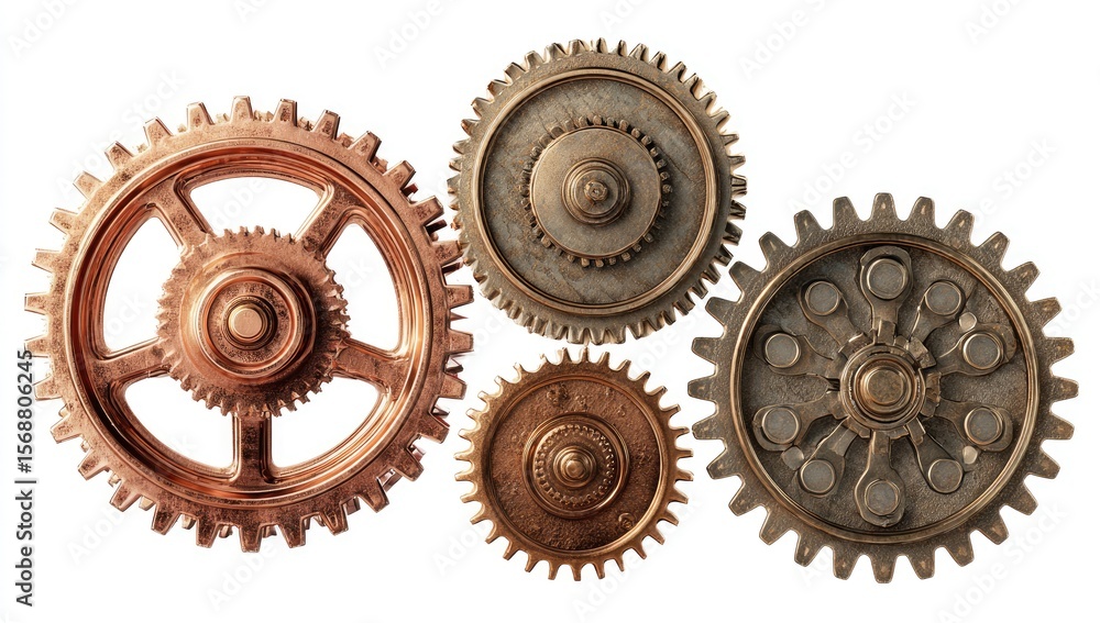Interlocking gears of varying sizes and tones Interlocking gears of varying sizes and tones
