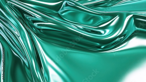 Flowing Teal Fabric: Abstract, Glossy, Silky Texture, Elegant Background.