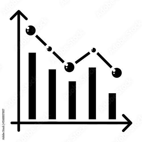 Trendline Chart: Visualizing Data Fluctuations vector icon solid style