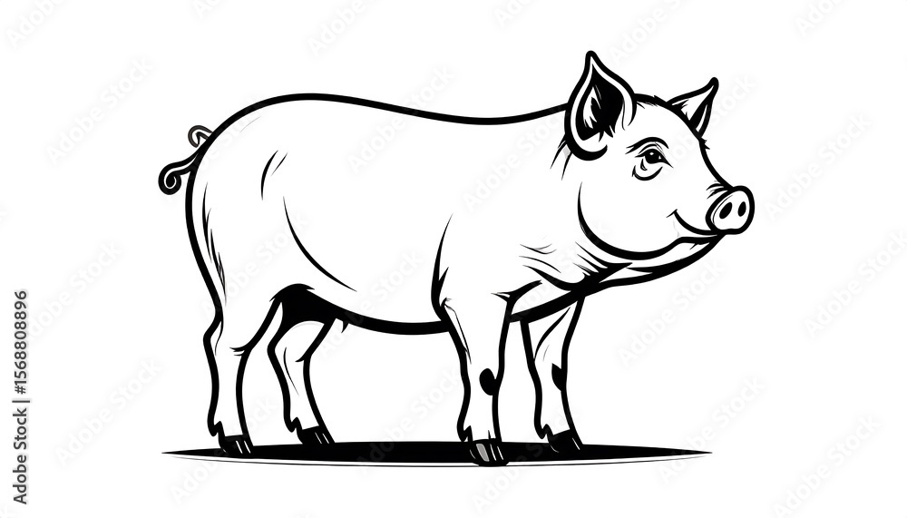 Black and white pig illustration (2) Black and white pig illustration (2)