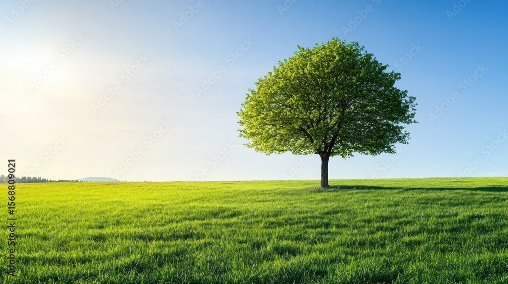 Obraz premium Peaceful field with a solitary tree