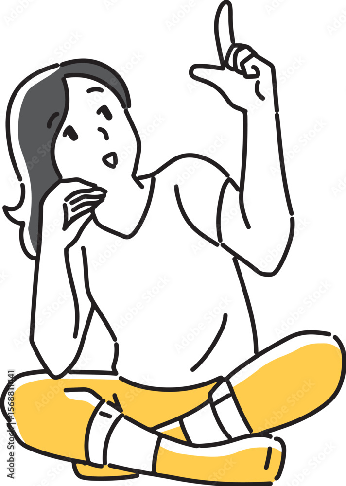 Fototapeta premium 上を指さす若い女性