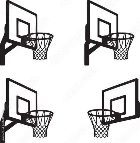 Set of Basketball hoop silhouette vector illustration isolated On Transparent Background