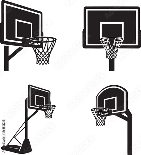 Set of Basketball hoop silhouette vector illustration isolated On Transparent Background