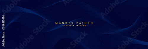 Premium design. Abstract glowing wave lines on dark blue background. Dynamic wave pattern. Modern flowing wavy lines. Futuristic technology concept.