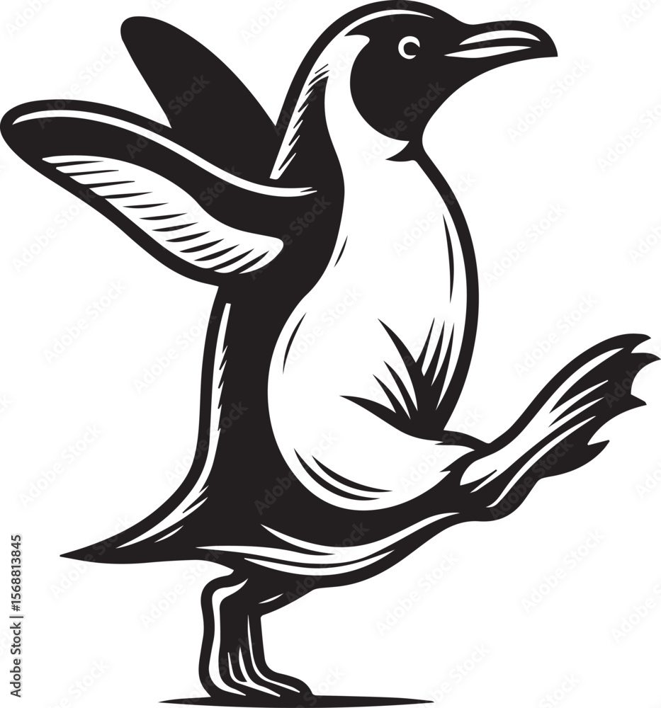Naklejka premium penguin silhouette vector, logo vector illustration, penguin vector design