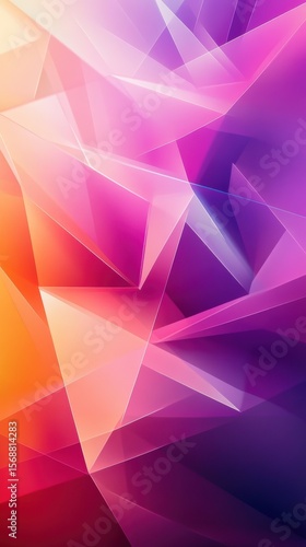 Abstract Geometric Shapes in Vibrant Hues: A Kaleidoscope of Pink, Purple, and Orange Polygons