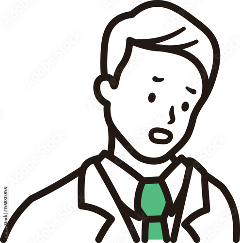 ビジネスマンが悩んでいる上半身のシンプルなイラスト素材