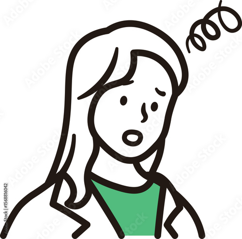 ビジネスウーマンが悩んでいる上半身のシンプルなイラスト素材