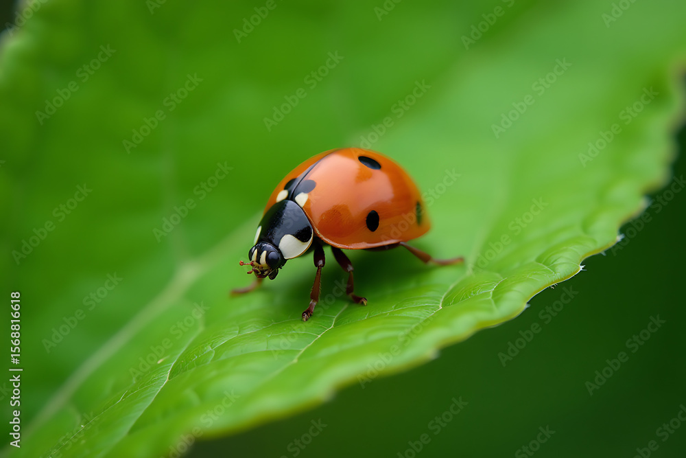 Macro Shot of Ladybug on Leaf in Natural Setting Macro Shot of Ladybug on Leaf in Natural Setting