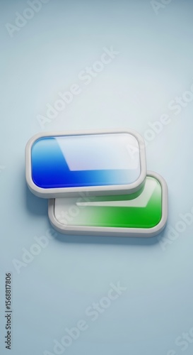 Stacked Rectangles Blue and Green Gradient in White Frames on Soft Blue Background