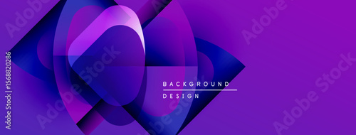 Abstract purple design features overlapping shapes, gradients. Modern aesthetic suitable for backgrounds, presentations. Vibrant, dynamic composition.