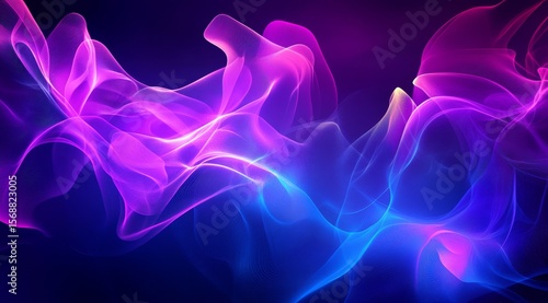 Abstract glowing, flowing lines of vibrant pink and blue