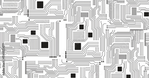 Circuit technology background with hi-tech digital data connection system and computer electronic design. 